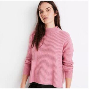 Madewell Ribbed Cashmere Mockneck Pink Sweater Size XL
